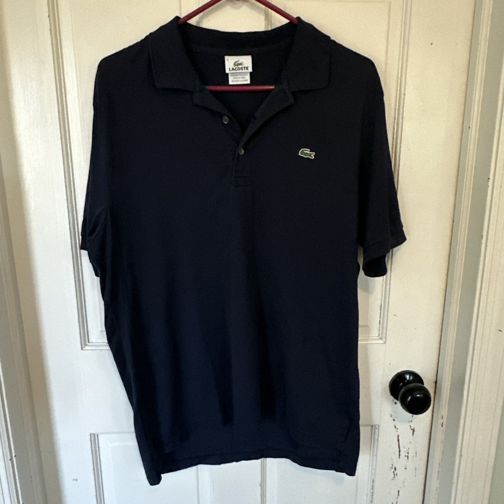 Lacoste‎ Mens Polo Shirt Navy Blue Short Sleeve Size 5 Large